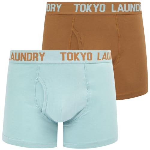 Tokyo Laundry Herren Boxershorts, Schwarz, 2er-Pack, Hillside - Braun-Blau, M von Tokyo Laundry