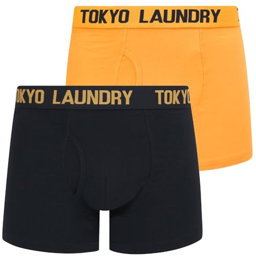 Tokyo Laundry Herren Boxershorts, Schwarz, 2er-Pack, Hillside - Orange-Navy, L von Tokyo Laundry