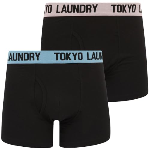 Tokyo Laundry Herren Boxershorts, Schwarz, 2er-Pack, Marthem - Rosa-blau, XL von Tokyo Laundry