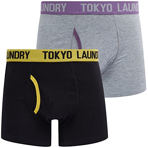 Tokyo Laundry Herren Boxershorts, Schwarz, 2er-Pack, Sadiki - Gelb - Lila, L von Tokyo Laundry