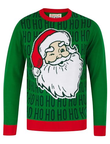 Tokyo Laundry Herren Frohe Weihnachten Geschenkpapier Druck Neuheit Xmas Pullover, Ho Ho Santa - Grün, Large von Tokyo Laundry