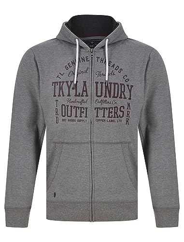 Tokyo Laundry Herren Invidia Motif Brushback Fleece Zip Through Hooded Top, Gebunden: Mittelgrau, M von Tokyo Laundry