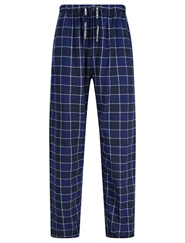 Tokyo Laundry Herren-Loungehose, kariert, 100 % Baumwolle, dickes Flanell, Lounge-Hose, Tayos – Blau, XL von Tokyo Laundry