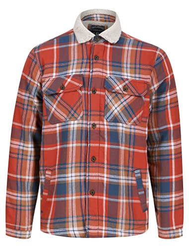 Hess Sherpa Fleece Lined Checked Flannel Cotton Overshirt Jacket in Red Ochre - Tokyo Laundry - S Hess Sherpa Fleece Lined Checked Flannel Cotton Overshirt Jacket in Red Ochre - Tokyo Laundry - S von Tokyo Laundry