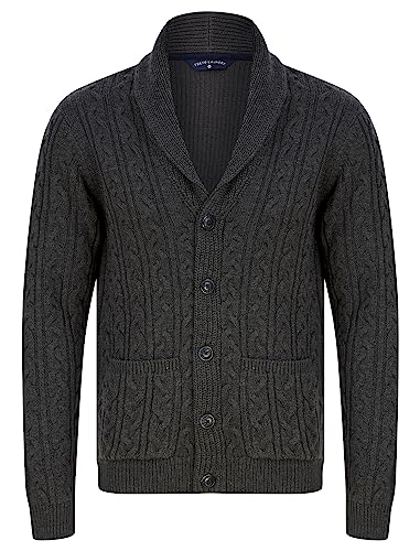Tokyo Laundry Herren Strickjacke mit Schalkragen, Zopfmuster, Anthrazit meliert, L Tokyo Laundry Herren Strickjacke mit Schalkragen, Zopfmuster, Anthrazit meliert, L von Tokyo Laundry