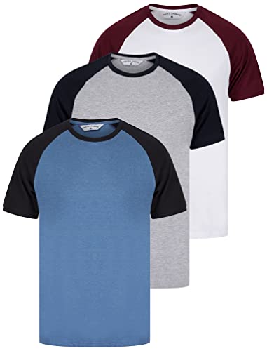 Tokyo Laundry Herren T-Shirt aus gekämmter Baumwolle, einfarbig, gemischte Farben, 3 Stück, Dunswell - Grau-weiß-blau, L von Tokyo Laundry