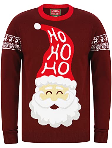 Tokyo Laundry Herren Weihnachtspullover "Merry Christmas", Ho Ho Ho - Weinrot, X-Large von Tokyo Laundry