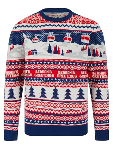 Tokyo Laundry Merry Christmas Herren Nordic Fair Isle-Stil Strickpullover Xmas Pullover, Cable Car - Sapphire, L von Tokyo Laundry