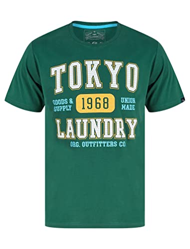 Tokyo Laundry Oakdale Herren Vintage Retro Motiv Baumwolle Jersey T-Shirt, Posy Green, S von Tokyo Laundry