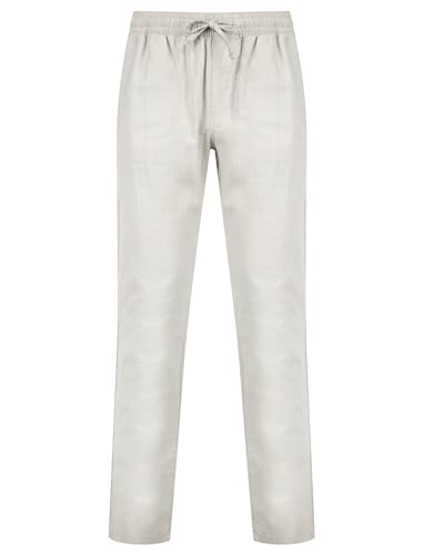 Tokyo Laundry Renn Herrenhose aus Baumwollleinen, bequeme Passform, elastischer Bund, grau, 34-37 von Tokyo Laundry