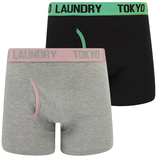 Wilton (2 Pack) Boxer Shorts Set in Dusty Jade Green/Moonlite Mauve - Tokyo Laundry - L von Tokyo Laundry