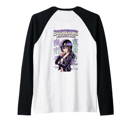 Bosozoku Anime Biker Girl Japan Street Style Japanisch (Rückseite) Raglan von Tokyo Rebel Riders Club