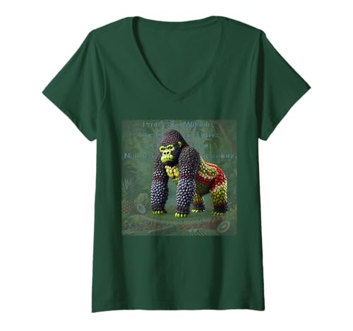Damen Gorilla aus Früchten – Tierschutz beginnt mit deiner Wahl T-Shirt mit V-Ausschnitt Damen Gorilla aus Früchten – Tierschutz beginnt mit deiner Wahl T-Shirt mit V-Ausschnitt von Tokyo Toons