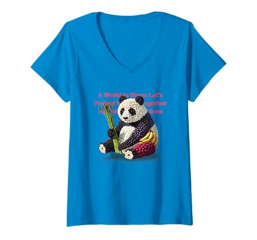 Damen Panda aus Früchten – Gemeinsam Natur und Tiere bewahren T-Shirt mit V-Ausschnitt Damen Panda aus Früchten – Gemeinsam Natur und Tiere bewahren T-Shirt mit V-Ausschnitt von Tokyo Toons