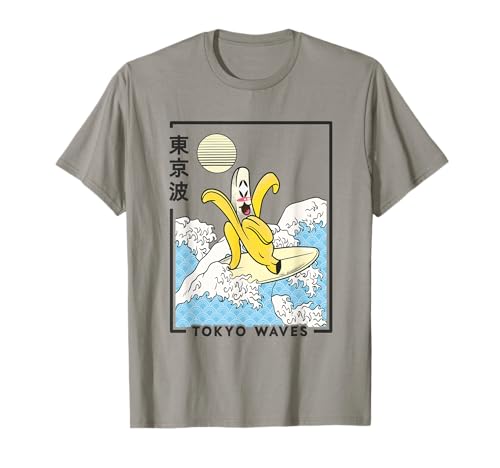 Banana Surfen Japanische Wellen Anime Kinder Kawaii Ästhetisch T-Shirt von Tokyo Waves: Finest Japanese Aesthetic