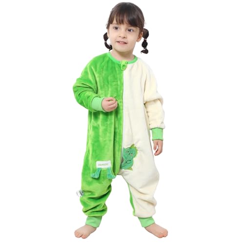 Thermo Schlafanzug Kinder Schlafsack Winter Baby Mit Füßen Schlummersack Winterschlafsack Mit äRmel Warme Gefüttert Babyschlafsack Schlafstrampler Junge MäDchen Pyjama 80 Grüner Drache von Tolaler