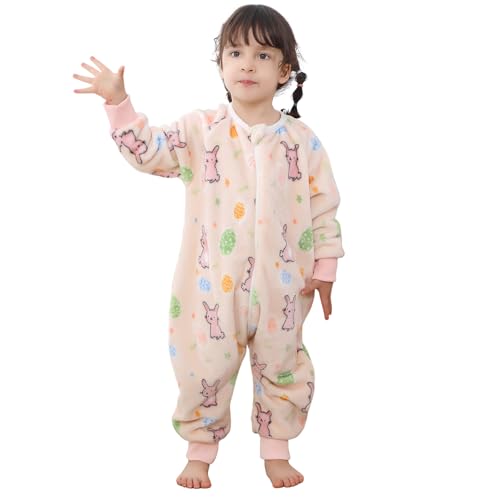 Thermo Schlafanzug Kinder Schlafsack Winter Baby Mit Füßen Schlummersack Winterschlafsack Mit äRmel Warme Gefüttert Babyschlafsack Schlafstrampler Junge MäDchen Pyjama 90 Voller Druck Kaninchen von Tolaler