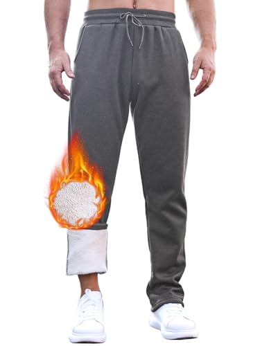 Tolaler Jogginghose Herren Warm, Gepolsterte Warme und Bequeme Jogginghose Freizeithose Herren Verstellbare Kuschelhose Herren mit Kordelzug und Taschen von Tolaler