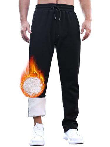 Tolaler Jogginghose Herren Warm, Gepolsterte Warme und Bequeme Jogginghose Freizeithose Herren Verstellbare Kuschelhose Herren mit Kordelzug und Taschen von Tolaler