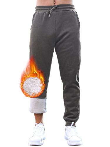 Tolaler Jogginghose Herren Warm, Gepolsterte Warme und Bequeme Jogginghose Freizeithose Herren Verstellbare Kuschelhose Herren mit Kordelzug und Taschen von Tolaler