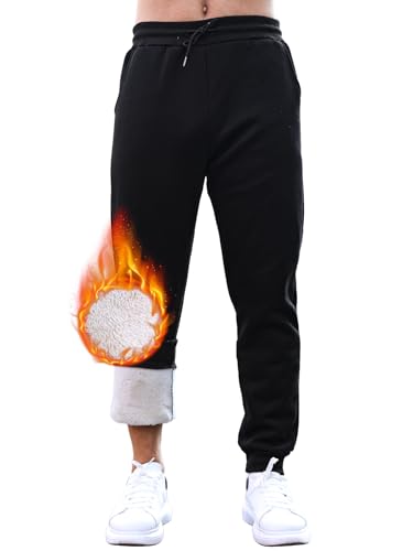 Tolaler Jogginghose Herren Warm, Gepolsterte Warme und Bequeme Jogginghose Freizeithose Herren Verstellbare Kuschelhose Herren mit Kordelzug und Taschen von Tolaler