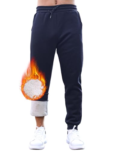 Tolaler Jogginghose Herren Warm, Gepolsterte Warme und Bequeme Jogginghose Freizeithose Herren Verstellbare Kuschelhose Herren mit Kordelzug und Taschen von Tolaler