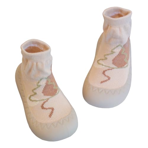 Tolaler Sockenschuhe Baby Krabbelschuhe Rutschfeste Barfußschuhe Kinder Weicher Stricken Niedlicher Cartoon Lauflernschuhe 12-18 Monate Hoch Rosa von Tolaler