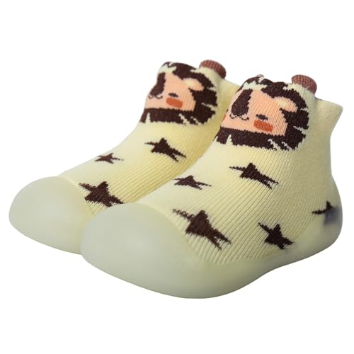 Tolaler Sockenschuhe Baby Krabbelschuhe rutschfeste Barfußschuhe Kinder Weicher Stricken Niedlicher Cartoon Lauflernschuhe 18-24 Monate Kurzer Löwe von Tolaler