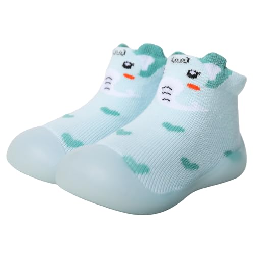 Tolaler Sockenschuhe Baby Krabbelschuhe rutschfeste Barfußschuhe Kinder Weicher Stricken Niedlicher Cartoon Lauflernschuhe 6-9 Monate Kurzer Elefant von Tolaler