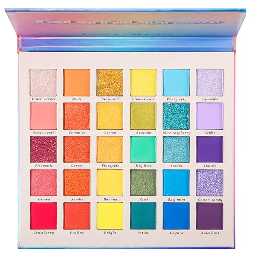 Lidschatten Palette Brillant 30 Farben, Matt und Schimmernde Lidschatten-Palette, Lidschattenpalette Bunt Lidschatten Make up Kit, Rainbow Augenpalette Makeup für Urlaubs und Alltags Make Up von Tolenre