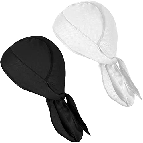 Tolenre 2 Stücke Radsport-Bandana für Herren, Kopftuch Fahrrad Stirnband, Schweißableitend und Schnell trocknend, Bandana Beanie Sporthaube Kappe Cap Durag für Motorrad Laufen Joggen (Schwarz+Weiß) von Tolenre