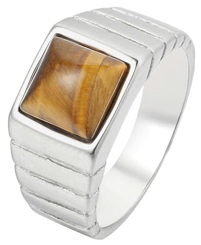 Tolldek 10MM Edelstahl Hochzeitsband Herren, Uhrenarmband Form mit Stein Pärchen Ringe, Bandringe Punk Rock, Silber, Gr.54 (17.2) von Tolldek