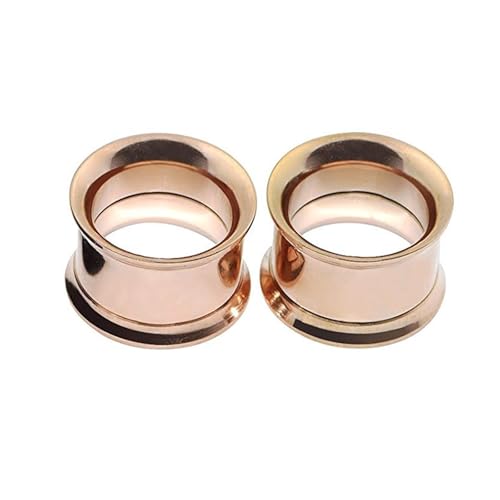 Tolldek 10mm Ohrentunnel 2pcs, Reifen Expander Messgeräte Double Flared Tunnel, Edelstahl Rose Gold Ohrringe für Herren Damen Körper-Piercing Schmuck von Tolldek