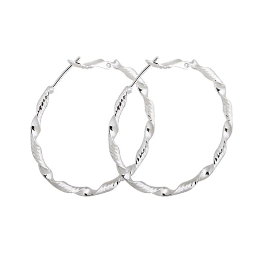 Tolldek 14 Karat Au585 Weißgold Ohrringe Damen Echt Goldschmuck, Klassiker Creolen, 14K Gold Ohrringe Echt Goldschmuck von Tolldek