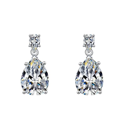 Tolldek 14 Karat Weißgold Au585 Damenohrringe Echt Goldschmuck, Moissanit Tropfen Ohrstecker Tropfenschliff, 14K Gold Ohrringe Nickelfrei mit Moissanit Echt Goldschmuck von Tolldek