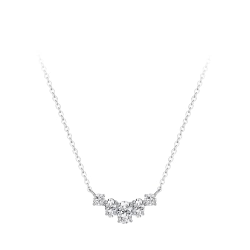 Tolldek 14 Karat Weißgold Kette Damen, Anhänger Damenkette Klassiker mit Moissanit Ovalschliff Weiß, Frauen Halskette Geschenk 14K Gold Echtschmuck, 40+5 von Tolldek