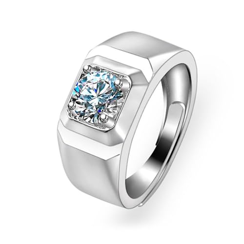 Tolldek 14K Au585 Weißgold Hochzeitsband Echt Goldschmuck, Moissanit 4 Klaue Pärchen Ringe, Gold 585 Antragsring Echt Goldschmuck, 67 (21.3) von Tolldek