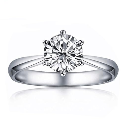 Tolldek 14K Au585 Weißgold Partnerringe Echt Goldschmuck, Moissanit 6 Steg-Krappenfassung Hochzeitsring, Gold 585 Freundschaftsringe Echt Goldschmuck, 60 (19.1) von Tolldek