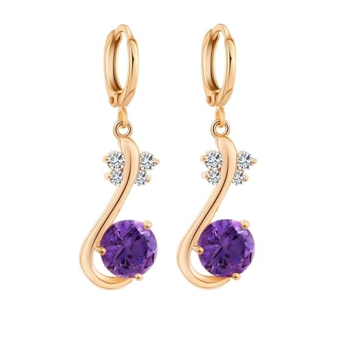 Tolldek 14K Gelbgold 585 Ohrstecker Frauen, Lila Amethyst Schmetterling Ohrhänger, Au585 Gold Damen Ohrstecker mit Moissanit Echt Gold Schmuck von Tolldek