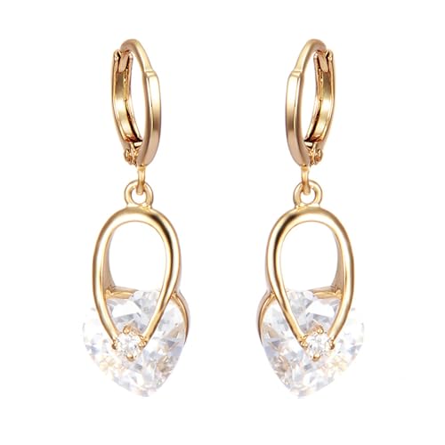 Tolldek 14K Gold 585 Ohrstecker Damen, Moissanit Klassiker Ohrhänger Herzschliff, Gelbgold Au585 Damenohrringe mit Moissanit Echte Goldschmuck von Tolldek