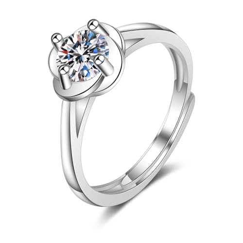 Tolldek 14K Weißgold 585 Verlobungsring Echte Goldschmuck, Labor Erstellt Diamant Blumen Freundschaftsringe, Au585 Gold Antragsring Echte Goldschmuck, 49 (15.6) von Tolldek