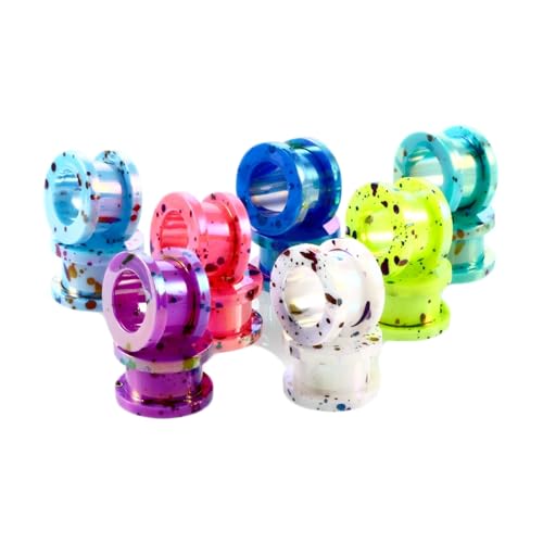 Tolldek 14Pcs 4mm Ohr Tunnel Plug, Reifen mit Punkt Muster Expander Messgeräte Stretchers Ohrringe, Bunt Ohrringe für Herren Damen Ohr Expander Piercing Schmuck von Tolldek