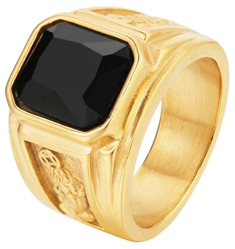 Tolldek 16MM Edelstahl Eheringe Herren, Graviert Pixiu Hochzeitsring Zirkonia, Antragsring Punk Rock, Schwarz, Gr.67 (21.3) von Tolldek