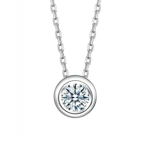 Tolldek 18 Karat Weißgold Au750 Damen Halskette mit Anhänger Echt Gold, Damenkette Klassiker mit Moissanit Rundschliff Weiß, 18K Gold Kette Frau Geschenk, 40+5 von Tolldek