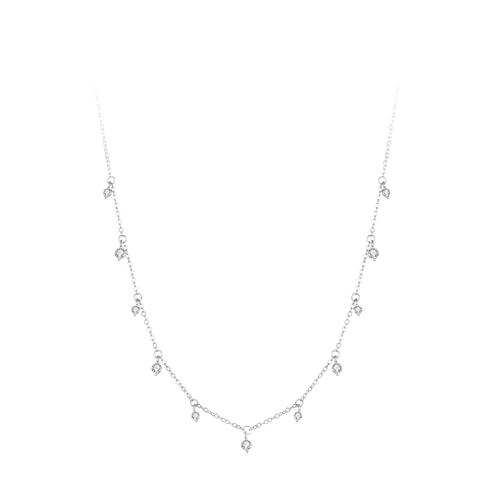 Tolldek 18 Karat Weißgold Au750 Halskette Damen, Zart Damenkette Anhänger mit Moissanit Rundschliff Weiß, 18K Gold Ketten für Frauen Echtgold Schmuck, 40+5 von Tolldek