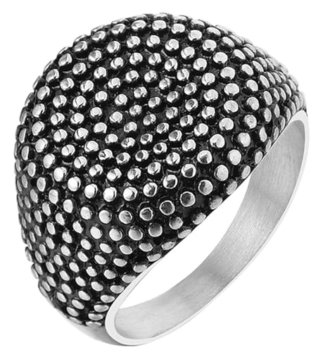 Tolldek 18MM Edelstahl Trauringe Herren, Rund Glatt mit Punkt Freundschaftsringe, Pärchen Ringe Punk Rock, Silber, Gr.67 (21.3) von Tolldek