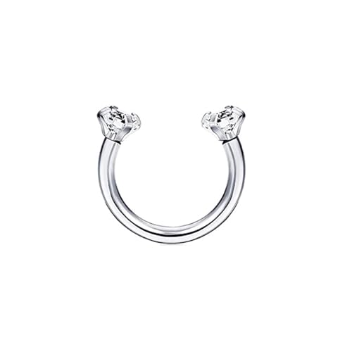 Tolldek 1pcs Edelstahl Nasenpiercing Stechen Set, Silber 1.2mm C Nasenpiercing Ring Dünn, Ring Piercing Lippe mit Zirkonia, Lippenpiercing Ohrringe für Frauen von Tolldek