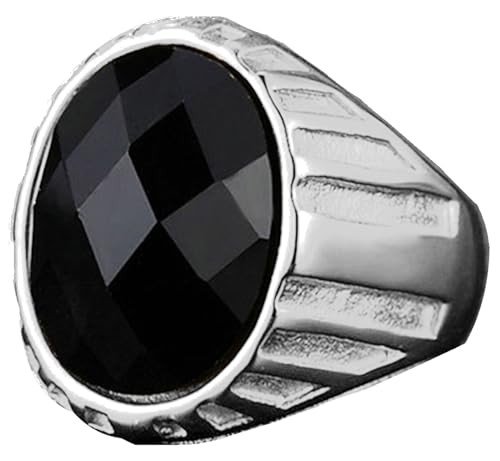 Tolldek 20MM Edelstahl Pärchen Ringe Herren, Klassiker Partnerringe Zirkonia, Ring Punk Rock, Silber Schwarz, Gr.57 (18.1) von Tolldek