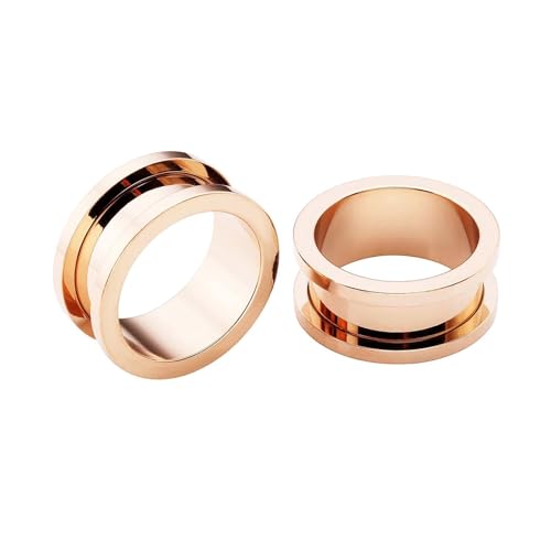 Tolldek 2mm Tunnel Plug Ohr 2pcs, Reifen Piercing Ohr Tunnel Set, Edelstahl Rose Gold Ohrringe für Herren Damen Ohr Expander Piercing Schmuck von Tolldek