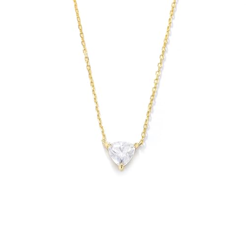 Tolldek 585 Gold Damen Halskette Modeschmuck, Anhänger Damenkette Dreieck mit Moissanit Triangelschliff Weiß, Kette Frauen 14K Gelbgold Echter Schmuck, 40+5 von Tolldek